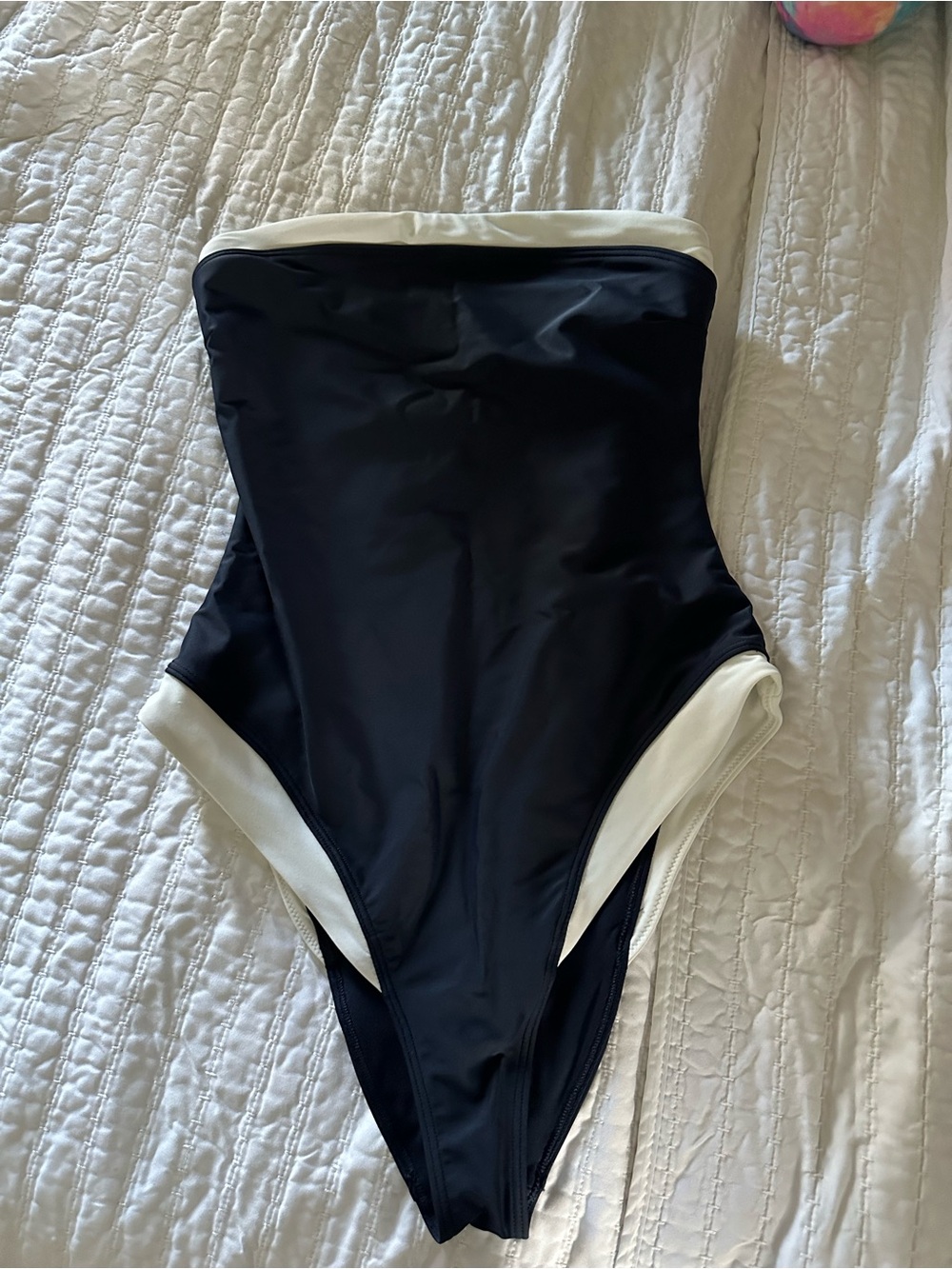 Abercrombie & Fitch navy and White Strapless One-Piece Swimsuit